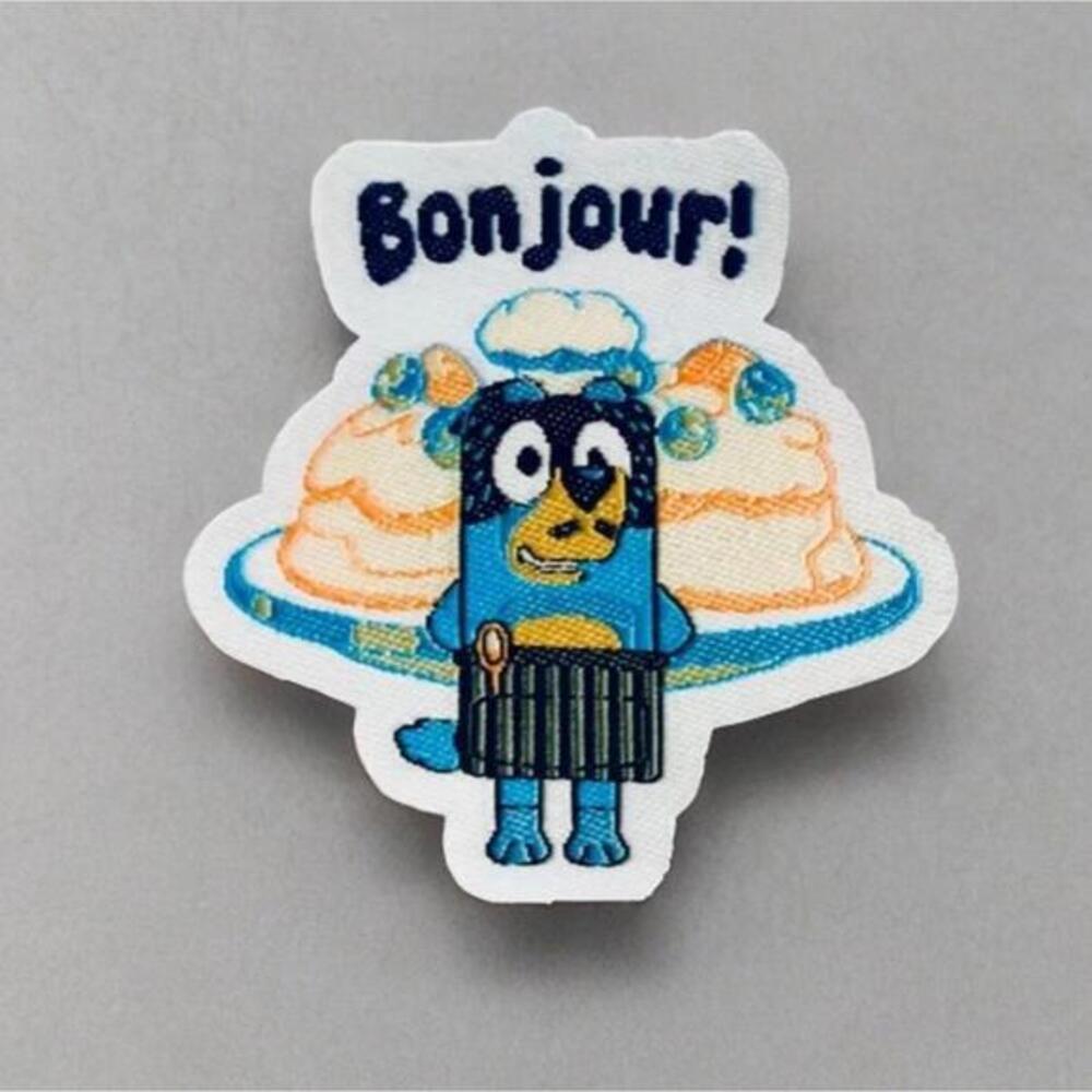 Bluey Bandit Heeler Bonjour Iron On Patch 2”  Pavlova Dad Cartoon
